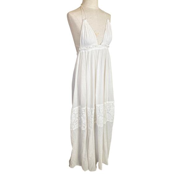 Free People Endless Summer Triangle Top Maxi Dress Boho M Gauze Bridal Vacation - Picture 7 of 10